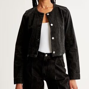 Abercrombie, Collarless Black Denim Jacket, M